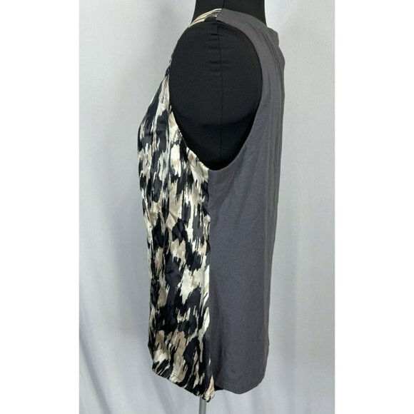 NWT Ann Taylor Shirt Top Shell Large L Cream Black Beige Tan Abstract Print - Picture 5 of 9